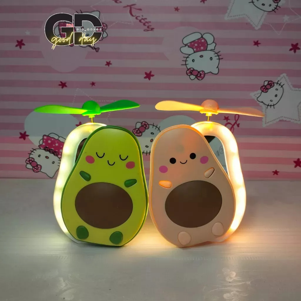 Quạt Mini Cầm Tay 3in1 Hình Quả Bơ -Dễ Thương Cute - Siêu Tiện Lợi - Kèm Dây Đeo