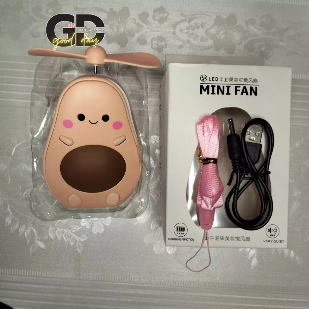 Quạt Mini Cầm Tay 3in1 Hình Quả Bơ -Dễ Thương Cute - Siêu Tiện Lợi - Kèm Dây Đeo