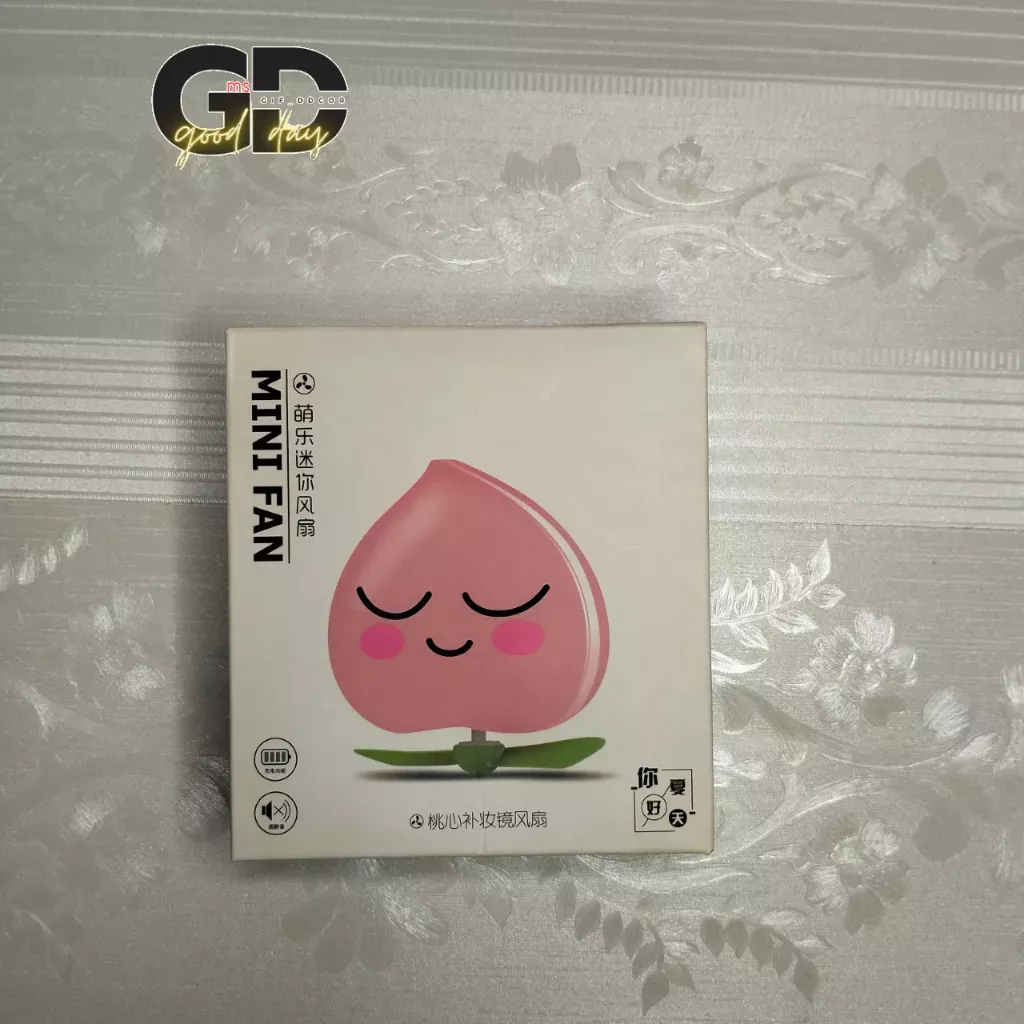 Quạt Mini,Kèm Gương Hình Trái Đào Mini 3in1  Bỏ Túi Tiện Ích, Có Dây Đeo Cổ Siêu Dễ Thương