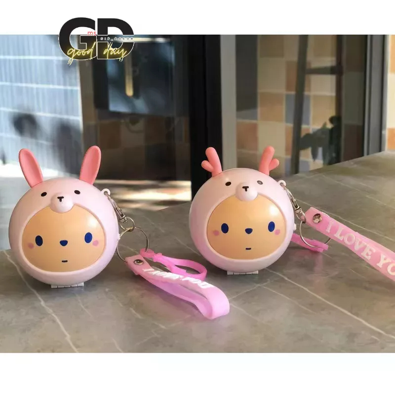 Quạt Mini Kèm Gương Hình Tròn Móc Khoá Tiện Lợi 300mAH Siêu Xinh Siêu Đáng Yêu