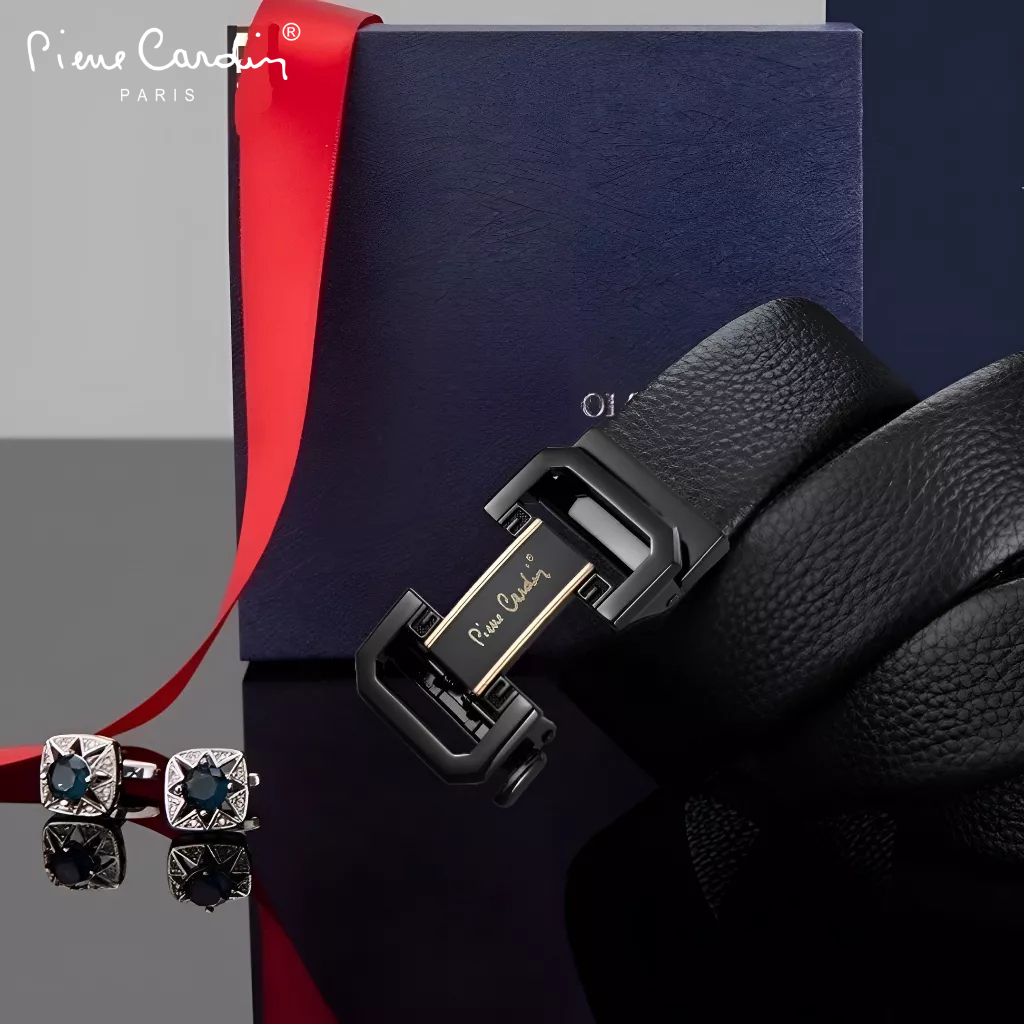 Thắt Lưng Nam Da Bò Thật 100% Cao Cấp Hàng Hiệu Pierre Cardin Dây Nịt Nam Cao Cấp PD124 Hộp Gỗ Làm Quà Tặng, Quà Biếu