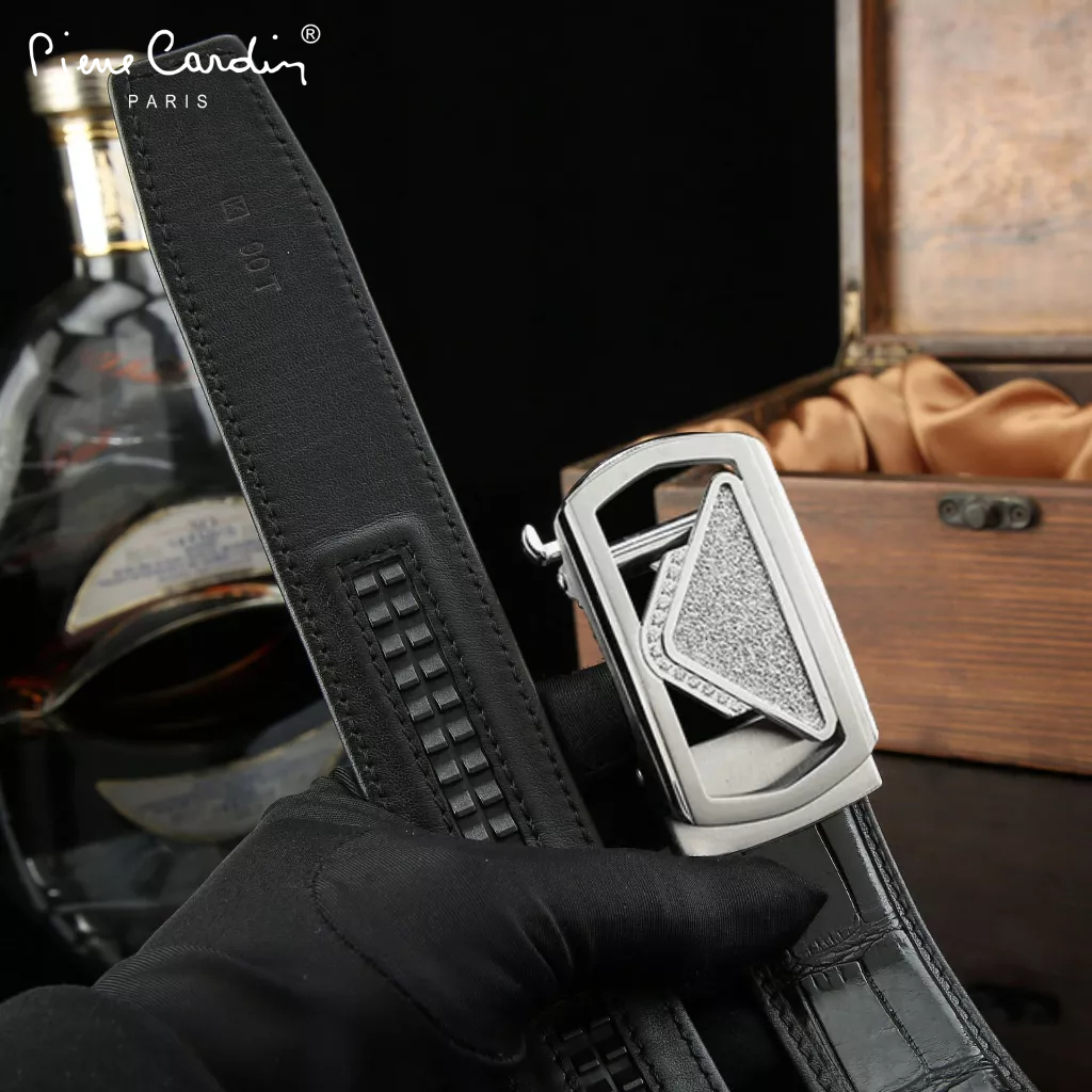 Thắt Lưng Nam Da Cá Sấu Thật 100% Hàng Hiệu Pierre Cardin Dây Nịt Nam Cao Cấp CS23 Hộp Gỗ Làm Quà Tặng, Quà Biếu