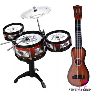Bộ trống jazz drum gồm 3 trống và đàn guitar cho bé