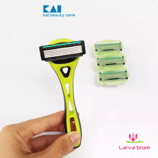 Bộ dao cạo râu 5 lưỡi kép Kai Xfit (1 thân 4 lưỡi thay thế) hàng Nhật - Larva Store
