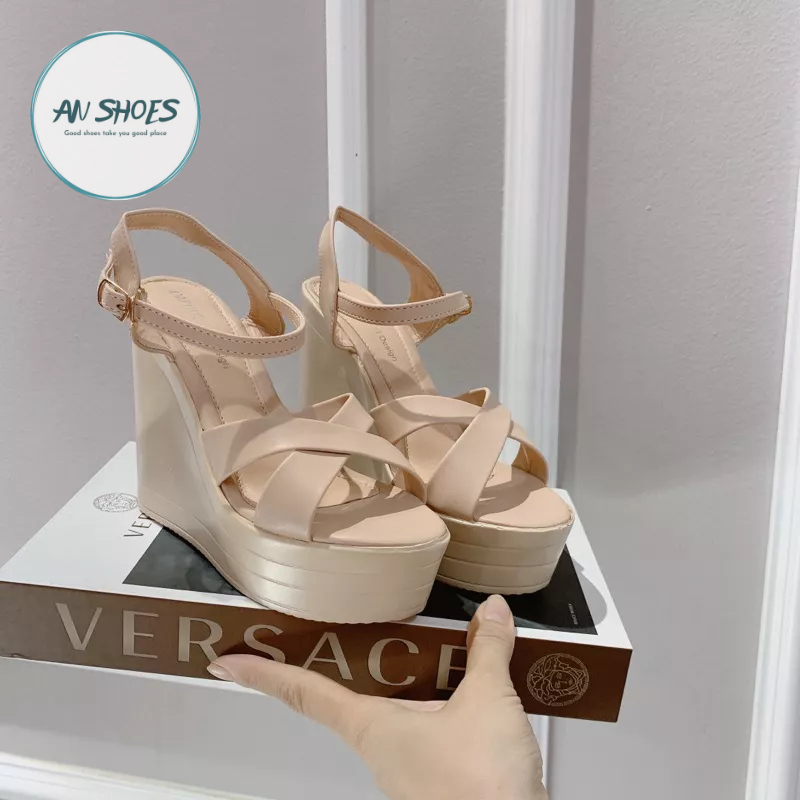 ☘️ AN SHOES☘️ Sangdal xuồng cô dâu quai chéo cao 12cm
