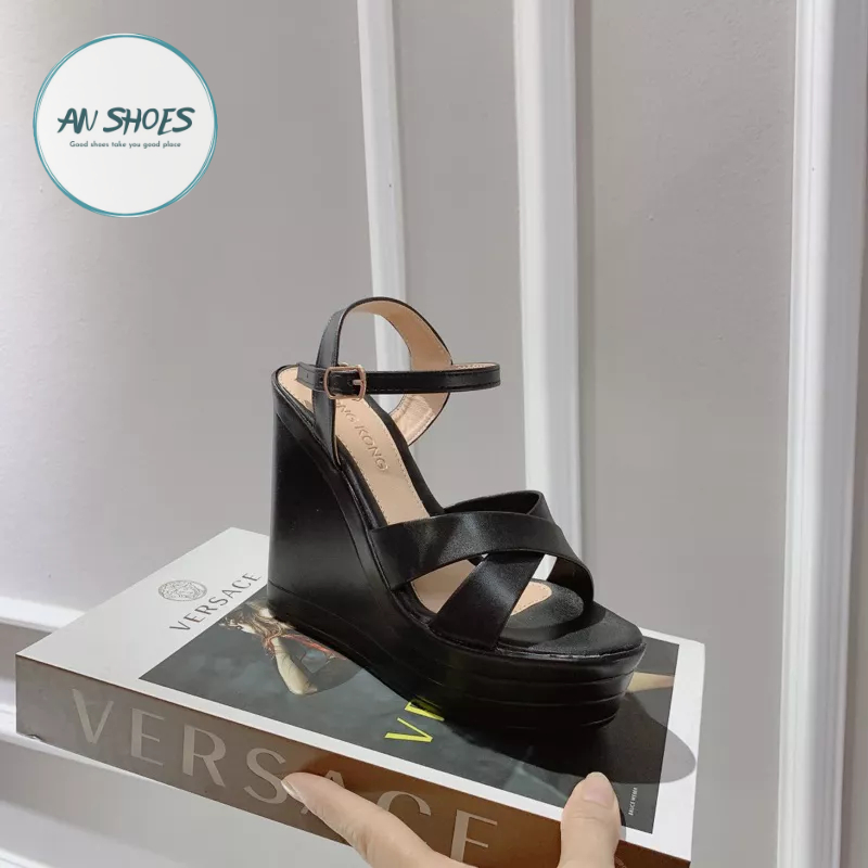 ☘️ AN SHOES☘️ Sangdal xuồng cô dâu quai chéo cao 12cm