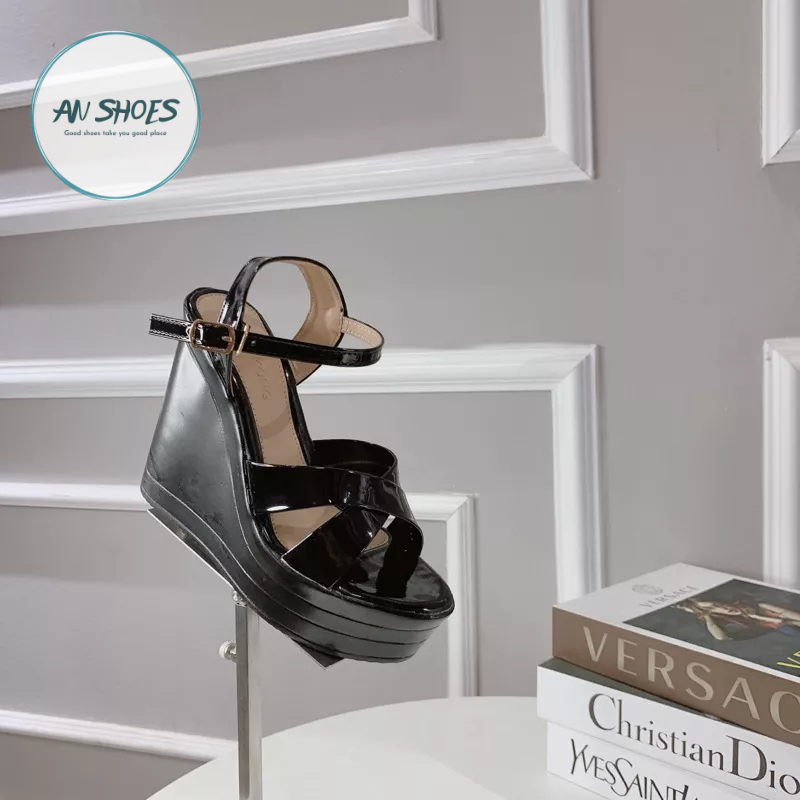 ☘️ AN SHOES☘️ Sangdal xuồng cô dâu quai chéo cao 12cm