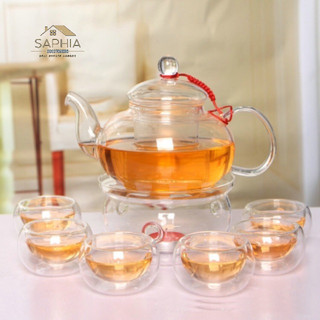 Set ấm chén thuỷ tinh chịu nhiệt