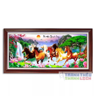 TRANH ĐÍNH ĐÁ - Tranh thêu chữ thập 8 ngựa mã đáo thành công 3D LV3403 LV3404 LV543 LVVV544 - chưa thêu