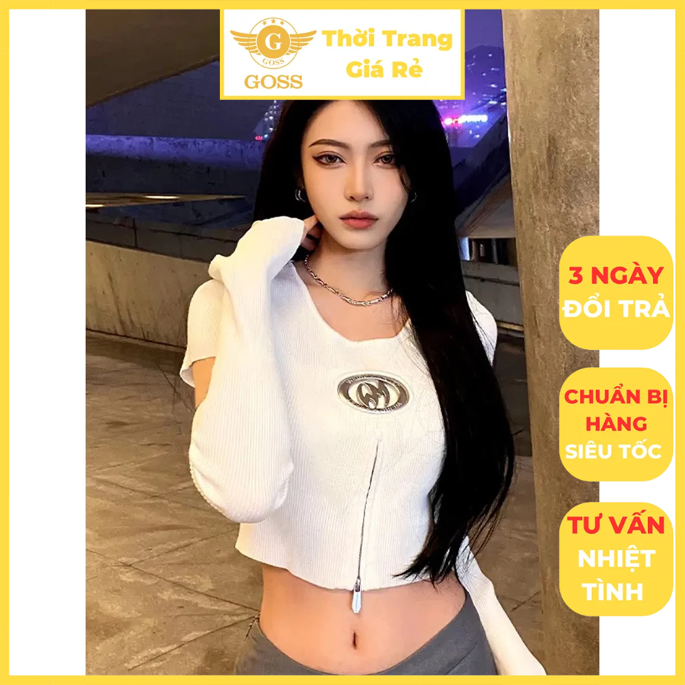 Áo Croptop Nữ Dài Tay Freesize Tay Tách Rời Cực Hot Trend GOSS GA394 Áo Phông Dài Tay Nữ Tôn Dáng Thu Đông Hot Trend