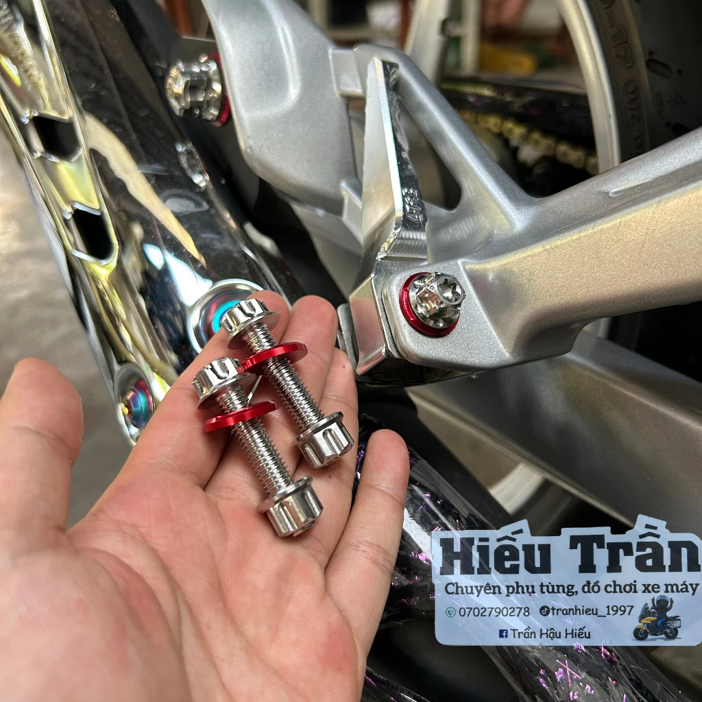 Ốc Xỏ gác Chân SALAYA Kèm Tán & Long Đền lắp mọi Dòng Xe Honda Yamaha