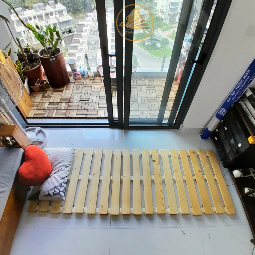 Giường pallet, TOP CHOICE, gấp xếp cuộn tiện lợi, gỗ thông Mỹ tự nhiên, kích thước 70x200 cm