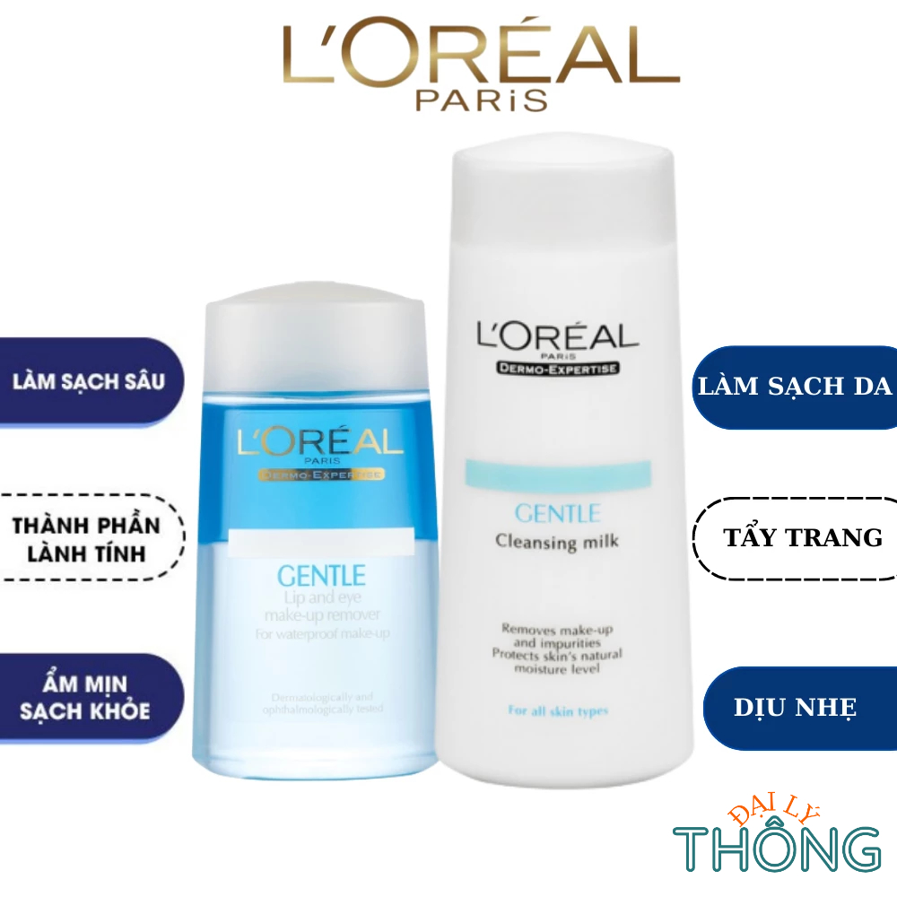 Nước Tẩy Trang Mắt Môi L'Oreal Gentle Lip And Eye Make Up Remover 125ml - Sữa Tẩy Trang LOreal 200ml Dịu Nhẹ Cho Da