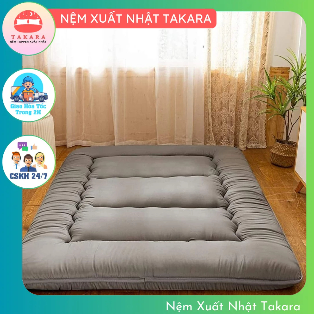 TAKARA Nệm Topper Xuất Nhật dày dặn, không xẹp, Đệm trải sàn, nệm ký túc xá, tấm bảo vệ nệm đủ size 