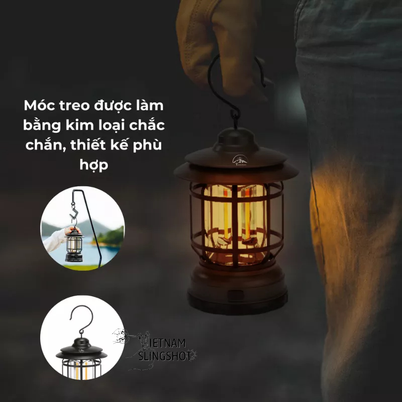 Đèn Cắm Trại Dã Ngoại Du lịch Dùng Pin Sạc USB Tích Điện 1200mAh Thương Hiệu Tmountain, Ánh Sáng Vàng Trang Trí - DCP10