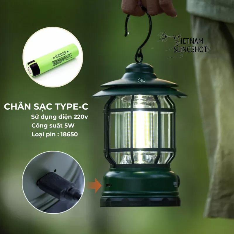 Đèn Cắm Trại Dã Ngoại Du lịch Dùng Pin Sạc USB Tích Điện 1200mAh Thương Hiệu Tmountain, Ánh Sáng Vàng Trang Trí - DCP10