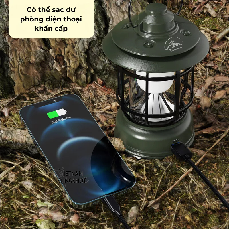 Đèn Cắm Trại Dã Ngoại Du lịch Dùng Pin Sạc USB Tích Điện 1200mAh Thương Hiệu Tmountain, Ánh Sáng Vàng Trang Trí - DCP10