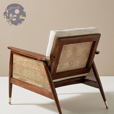 Ghế bành Nadia gỗ Tần Bì đan mây mắt cáo sơn màu nâu Walnut hoặc tùy chọn theo phong cách Đông Dương