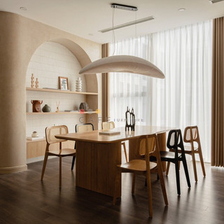 Bộ bàn ăn Titus 6 ghế gỗ Tần Bì tự nhiên, phong cách Wabi Sabi