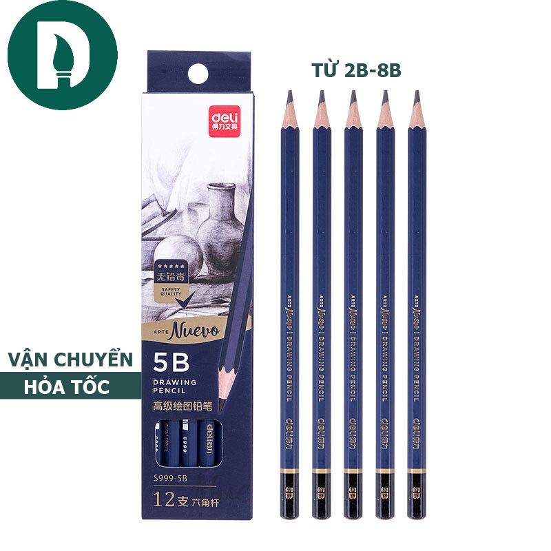 Bút chì phác thảo chuyên nghiệp, loại cao cấp - Deli, Độ cứng từ HB-14B - vẽ chân dung, truyền thần - Họa Cụ DUTi