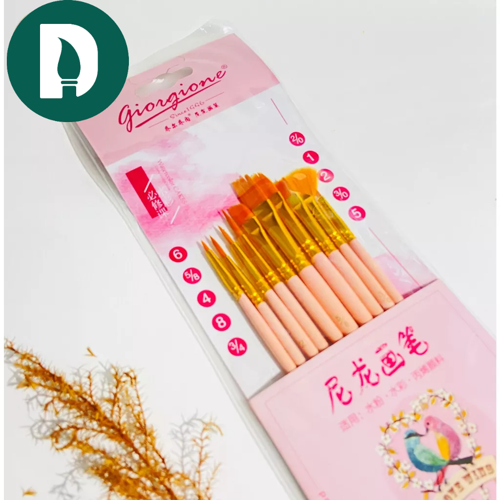 Bộ cọ vẽ Giorgione Artist Brushes Pastel chuyên vẽ màu nước, màu acrylic, màu gouache set 3/5/10 - Họa Cụ DUTi