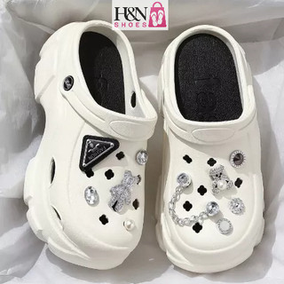 Dép sục đế dày đục lỗ, dép cross sục bánh mì nữ đế độn siêu nhẹ tặng kèm STICKER