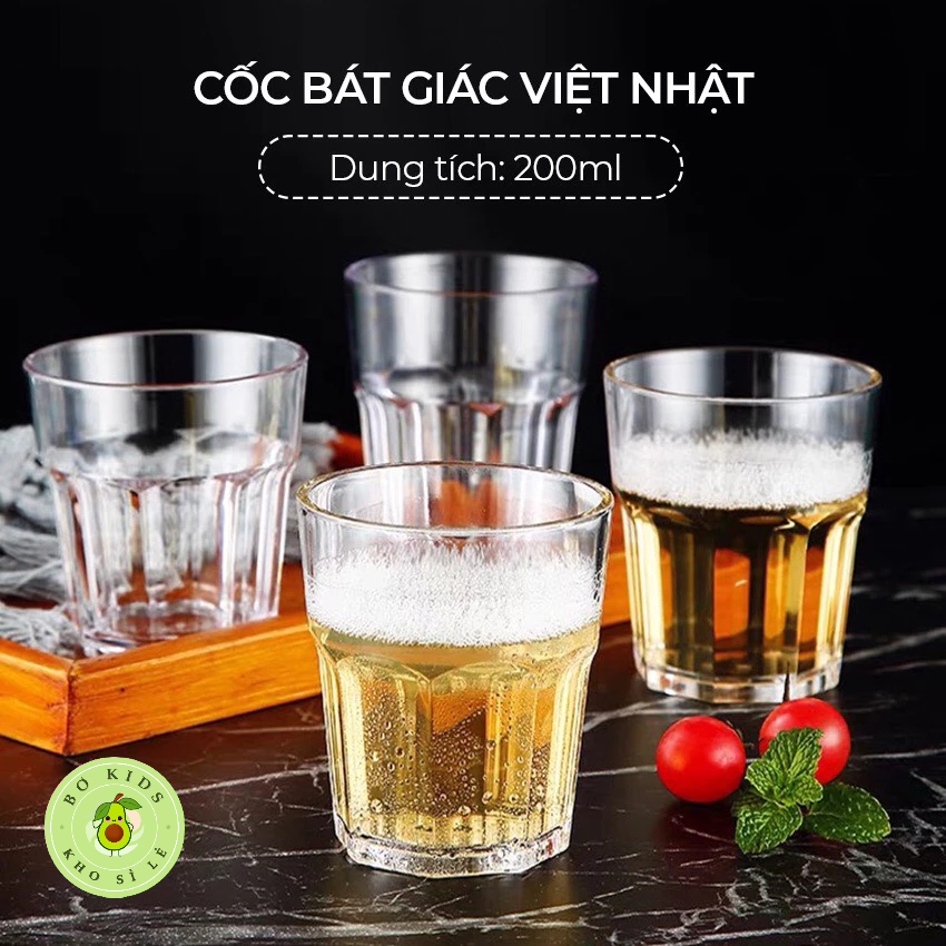Cốc uống bia, cốc uống trà đá 180ml/200ml nhựa Việt Nhật (MS: 6268/6269), Cốc bát giác đa năng, tiện lợi