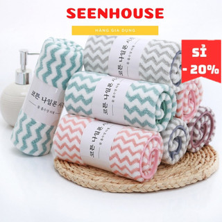 Set 10 khăn mặt Hàn Kẻ, mềm mịn, thấm hút tốt 30x50cm (có dòng kẻ)