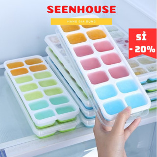 Khay Đá Silicon Có Nắp Đậy 14 Viên, Khay Đựng Đá Tủ Lạnh, Làm Đá Thạch Kem Bảo Quản Chống Mùi Tuyệt Đối
