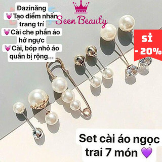 Set 7 cài áo ngọc trai nhân tạo