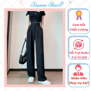 Quần Nữ Ống Rộng, Quần Tây Ống Xuông Nữ Cạp Dán Tôn Dáng Phong Cách  - TIAMOSHOP