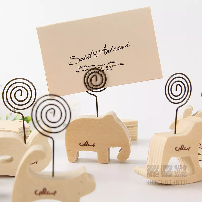 Kẹp ảnh, kẹp gỗ kẹp giấy nhiều hình thú siêu xinh gắn ảnh đế gỗ decor, phụ kiện chụp ảnh trang trí để bàn, treo postcard