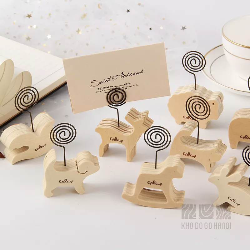 Kẹp ảnh, kẹp gỗ kẹp giấy nhiều hình thú siêu xinh gắn ảnh đế gỗ decor, phụ kiện chụp ảnh trang trí để bàn, treo postcard