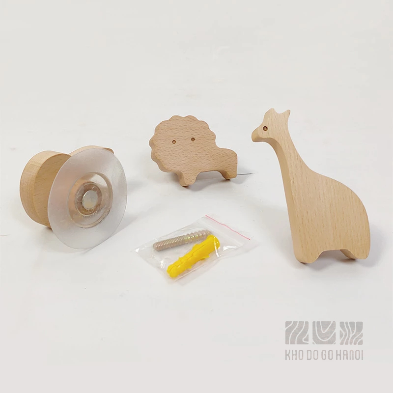 Móc treo đồ hình thú ngộ nghĩnh đáng iu chất liệu gỗ Beech - khodogohanoi