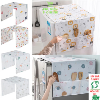 Tấm phủ tủ lạnh/ tấm che tủ lạnh chống bui, chống thấm nước, có ngăn đựng hai bên_C301