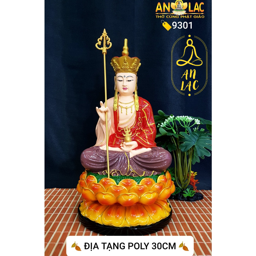Tượng Địa Tạng Ngồi Compostie Vẽ Đỏ 30cm T1