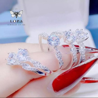 Nhẫn vát khấc đá  chủ bạc ta nguyên chất chính hãng -Bạc LOPA