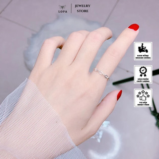Nhẫn xích mắt nhỏ xinh bạc ta nguyên chất chính hãng-Bạc LOPA