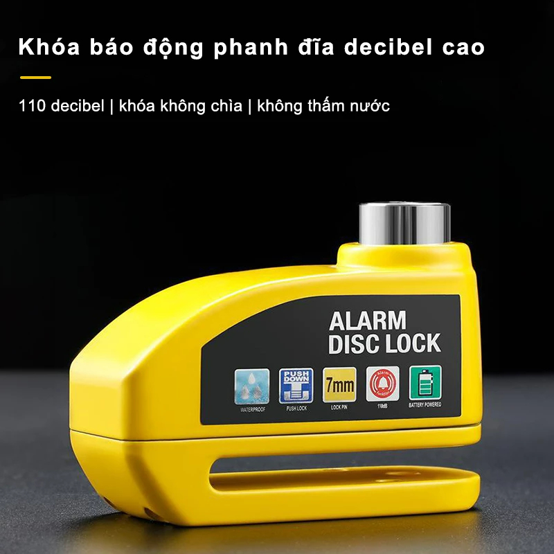 Khóa xe ZACRO thích hợp cho khóa phanh đĩa xe máy, xe đạp, có thể báo động