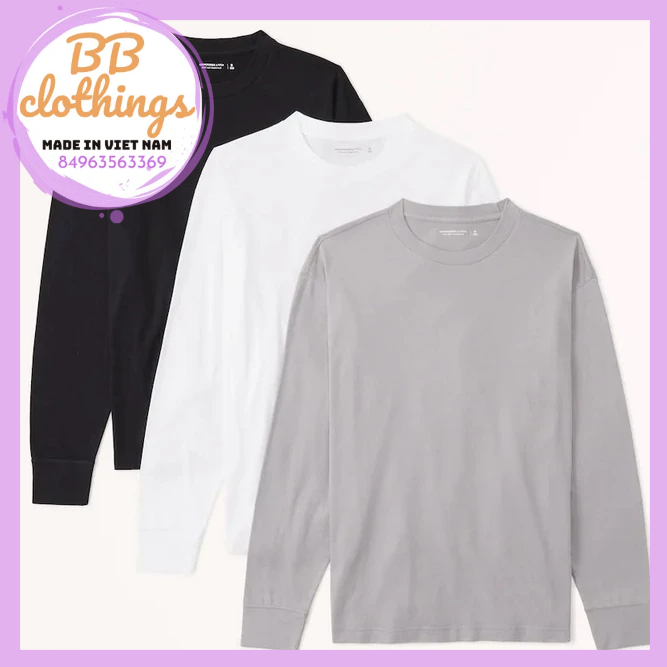 Áo cotton dài tay áo giữ nhiệt nam Aber crom bie & Fitch