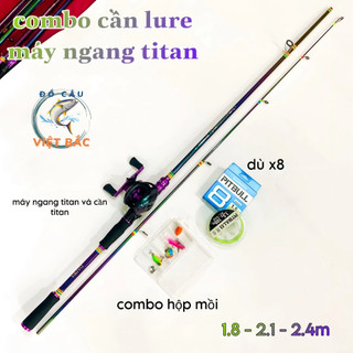 Bộ cần câu lure DAIWA máy ngang cao cấp Titan bảy màu tặng kèm dây câu lure và hộp mồi lure Đồ Câu Việt Bắc