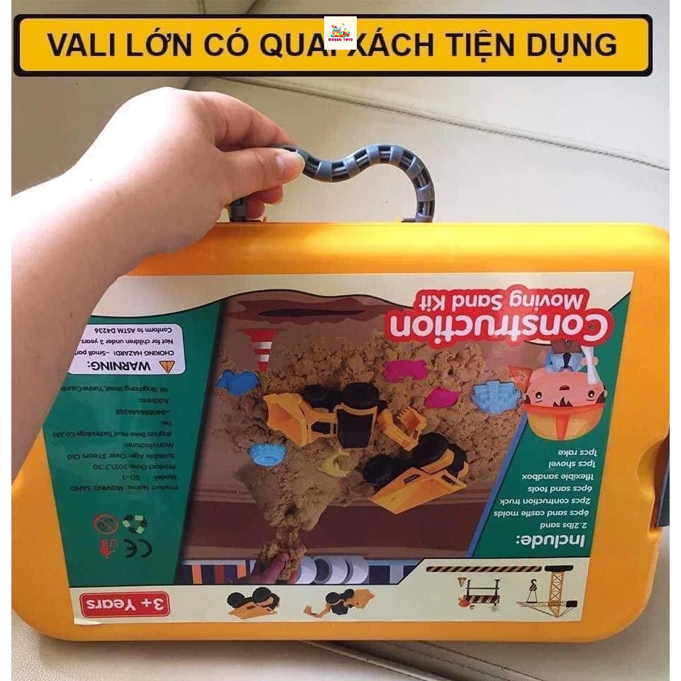 Đồ chơi cát động lực cao cấp cho bé kèm bộ khuôn lâu đài cát sinh vật biển và xe công trình