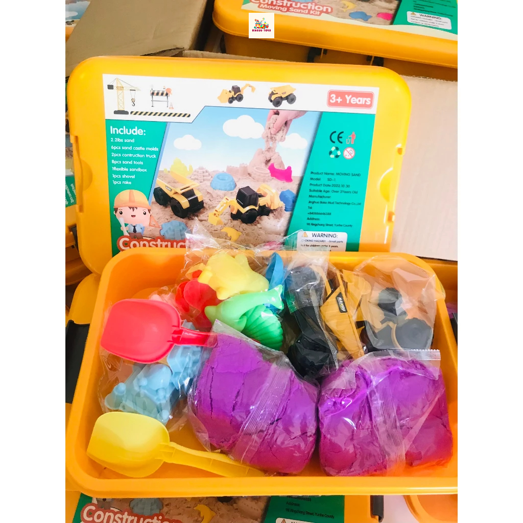 Đồ chơi cát động lực cao cấp cho bé kèm bộ khuôn lâu đài cát sinh vật biển và xe công trình