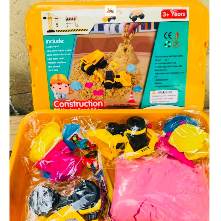 Đồ chơi cát động lực cao cấp cho bé kèm bộ khuôn lâu đài cát sinh vật biển và xe công trình