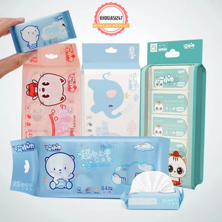 Set 8 gói khăn giấy ướt mini bỏ túi (1 gói/ miếng), dùng an toàn với trẻ nhỏ, chị em có thể dùng tẩy trang dễ dàng