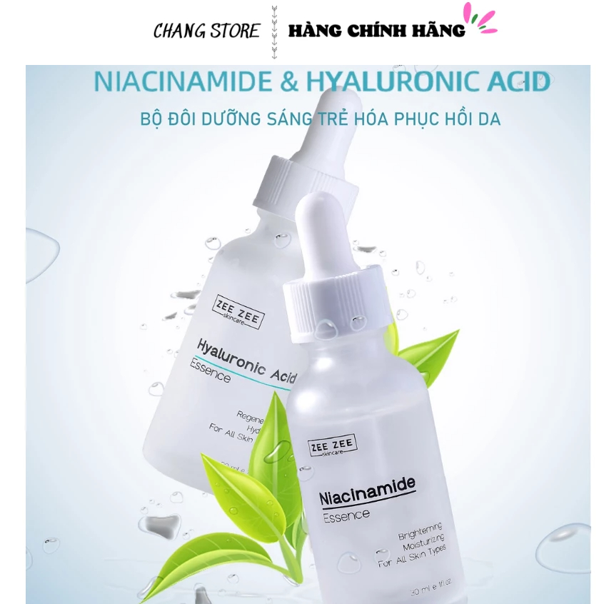 Bộ đôi serum dưỡng sáng trẻ hóa phục hồi da Niacinamide & Hyaluronic Acid Essence nhà ZEE ZEE -CHANGSTORE skincare