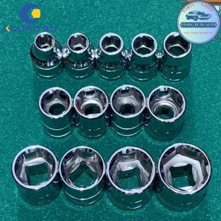 Đầu khẩu lục giác ngắn 3/8 inch dùng cho sửa chữa xe máy cỡ 6-19mm thép cr-v - kouritsu chính hãng