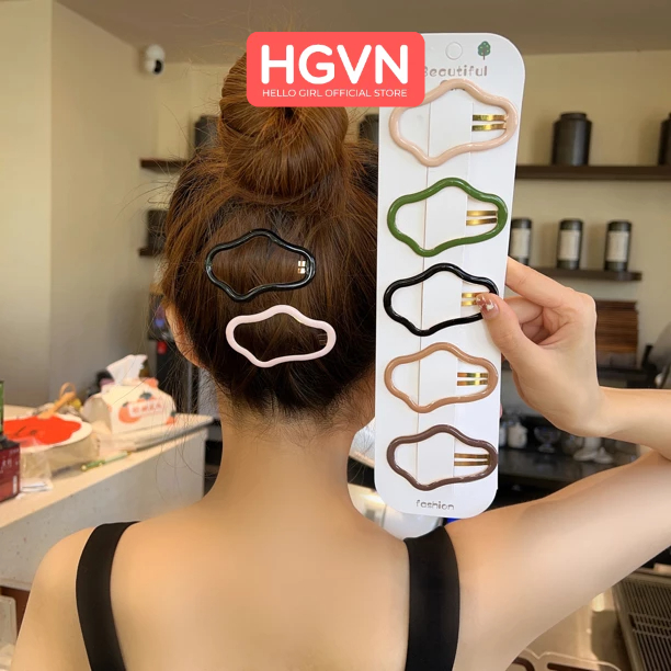 Kẹp Tóc Mái Kim Loại Hình Đám Mây Size Lớn 6.5cm HGVN Nhiều Màu Pastel Sang Trọng Phong Cách Hàn Quốc Dành Cho Nữ