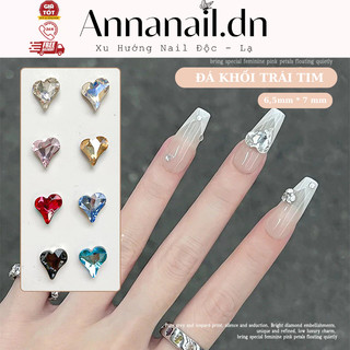 Đá khối tim nail size 8mm, đá tim nail màu trắng đính móng