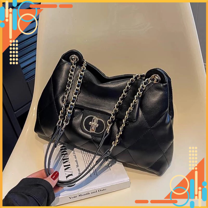 Túi xách thời trang thêu khoá soay 2 quai mố